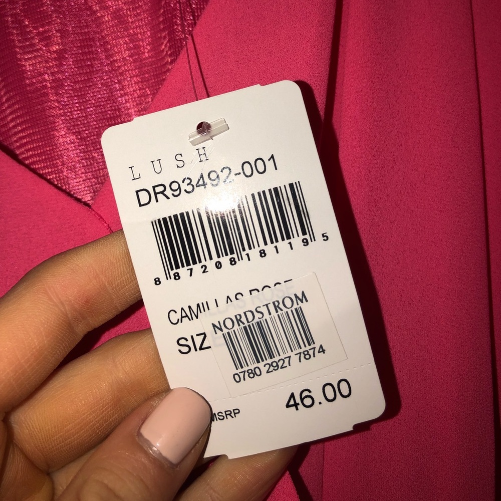 Lush Hot Pink Mini Wrap Dress - Picture 2 of 4